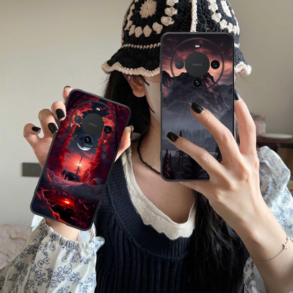Чехол для мобильного телефона "Горный Лес" для Huawei Mate 60 50 40 30 20 10 Pro Plus Lite E 5G Цветной Печатный Чехол Роскошный Смартфон