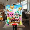1PC Pinkfong Print Flannel Blanket, High quality Comfortable for All Seasons, Home Decor, Warmth and Comfort, Perfect for Christmas Gifts110