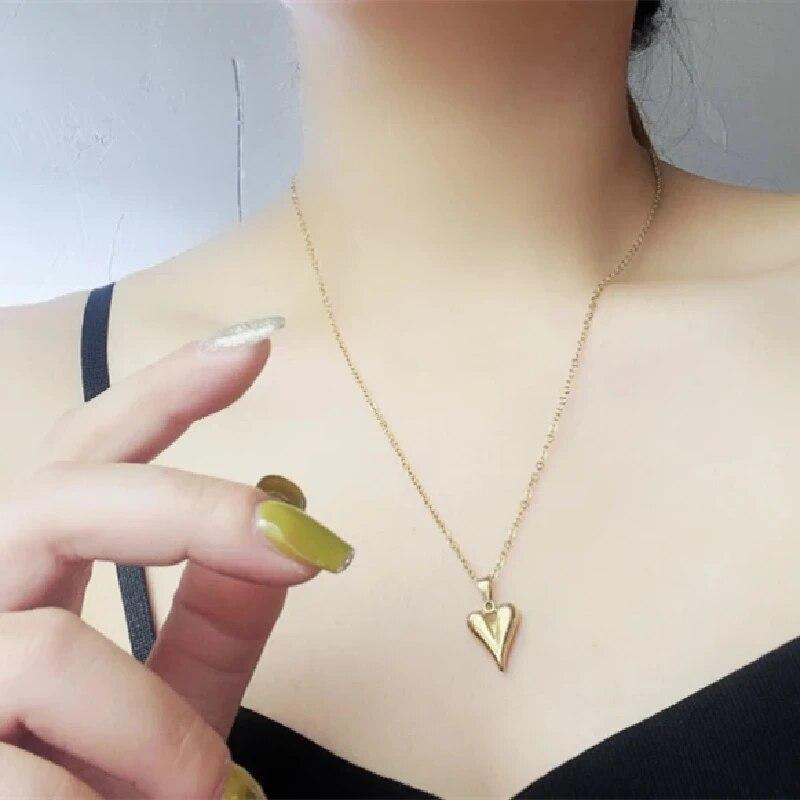 1 Pcs Light Luxury Cool Wind Heart Shaped Series Stainless Steel Pendant With Stainless Steel Chain Combination Of Necklaces