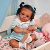 60cm Black Skin Reborn Doll Tutti Handmade 3D High Color Skin with Visible Vein Bloodshot Simulation Baby Doll Implanted Black Curly Hair Newborn Doll