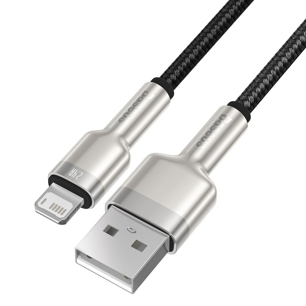 Кабель USB на Lightning Baseus Cafule, 2.4A, 0.25M (Черный)
