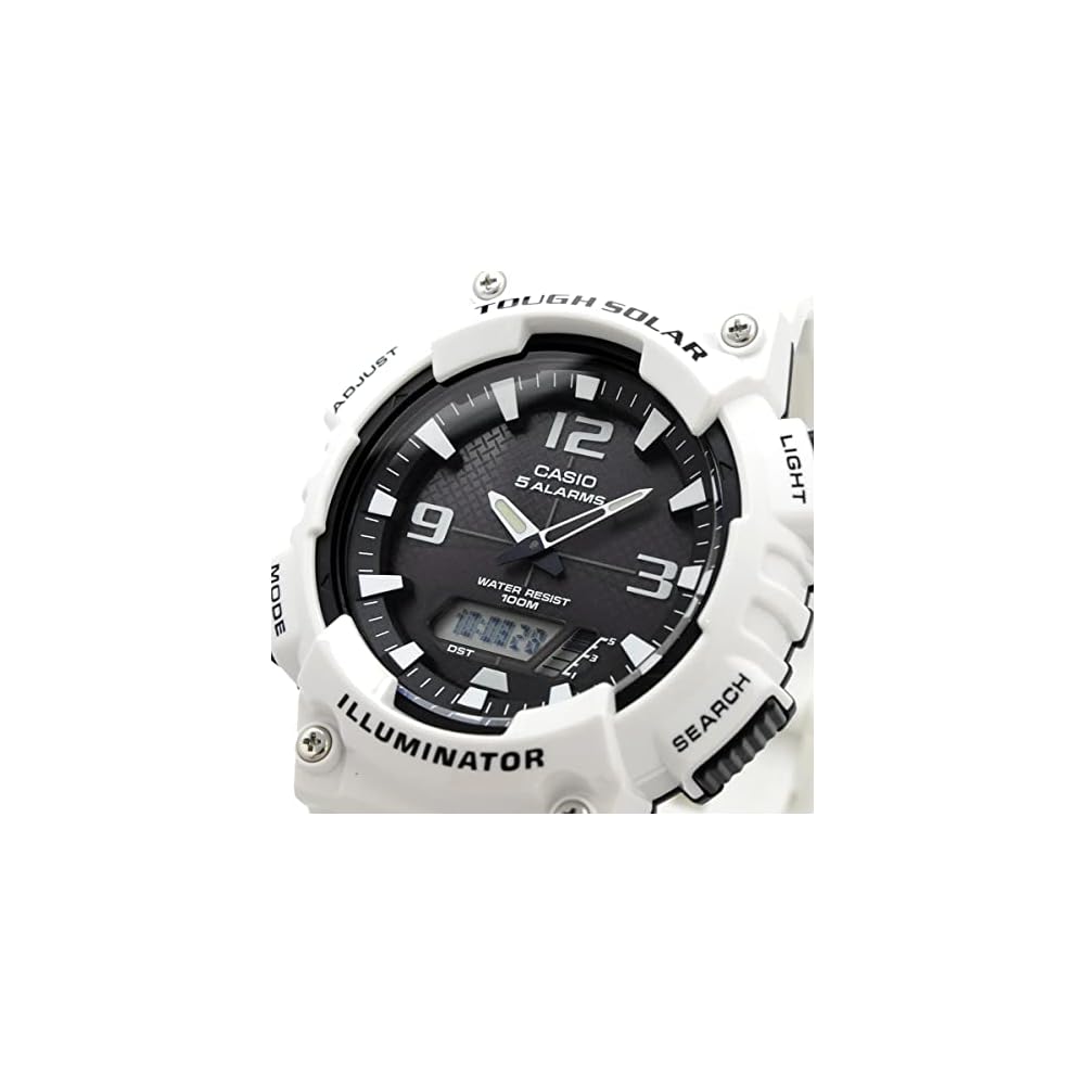 Мужские кварцевые часы Casio Tough Solar Аналогово-цифровые Серия AQ-S810 Модель Глянцевый Белый