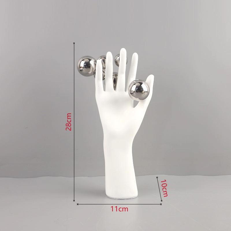 Creative Abstract Figures Sculpture Room Aesthetics Decor Golden Ball Decorative Character Hand Palm Crafts Desk Decoration