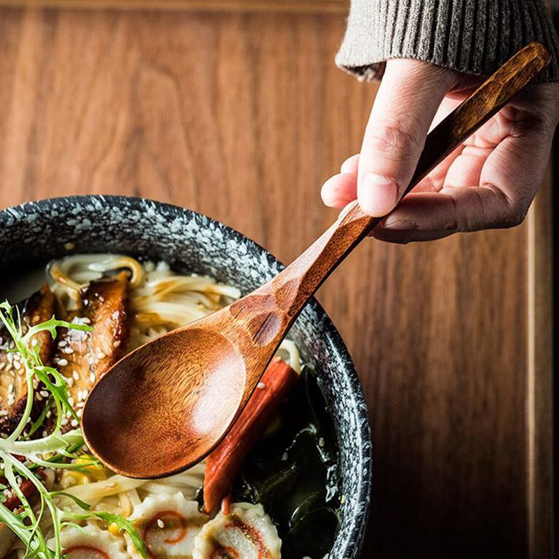 4 шт. деревянных ложек, большой набор суповых ложек, деревянная ложка с длинной ручкой, половник для супа, столовая ложка, совок, столовая посуда, деревянная кухонная утварь