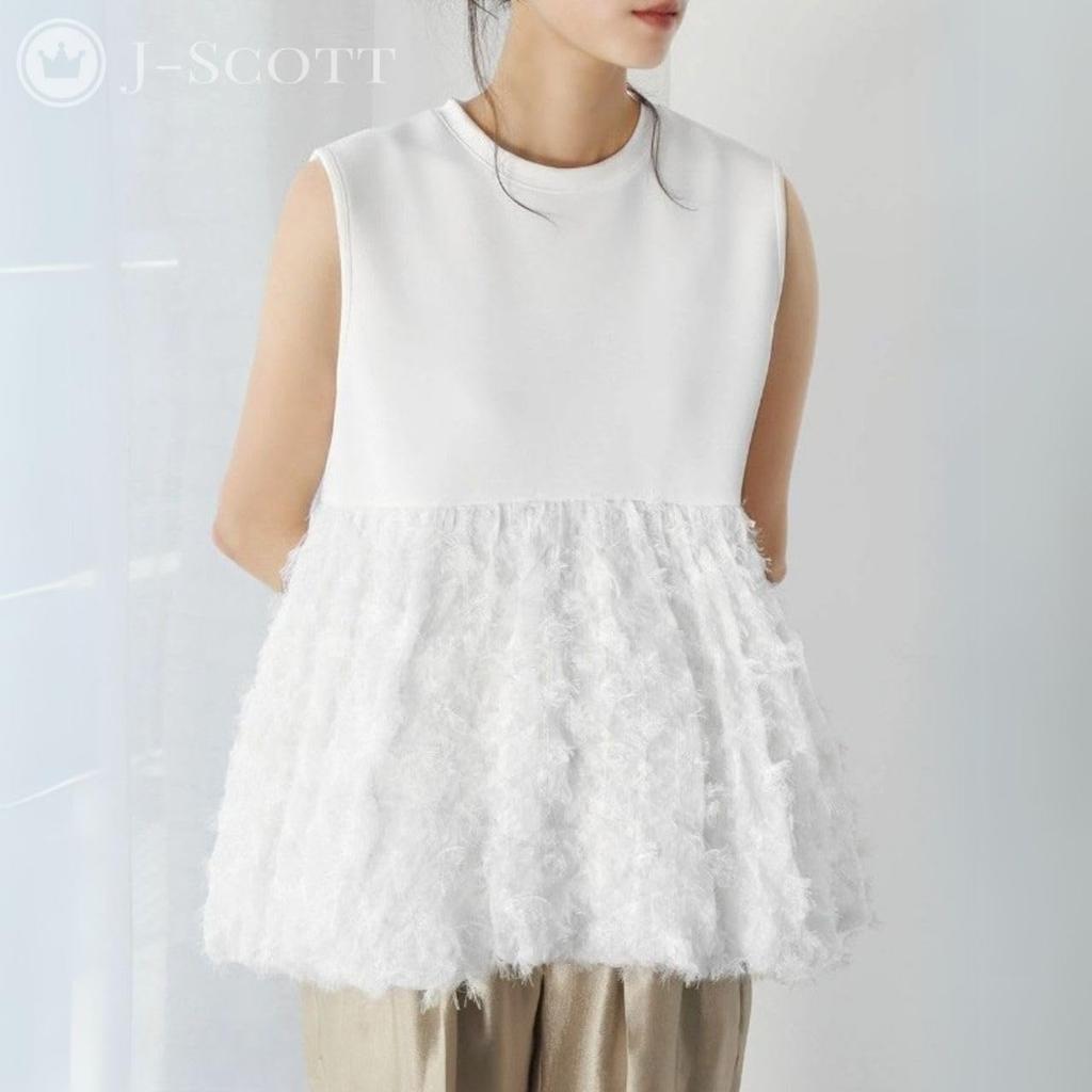 Женская блузка J-Scott с перьями, без рукавов, круглый вырез, смешанный материал, бахрома, лохматая, белая, JS173-WH-L (Ограниченный запас)