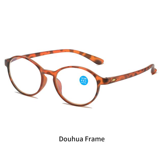 Fashion Anti Blue Light Reading Glasses Retro TR90 Ellipse Frame Middle-aged Elderly Presbyopia Eyeglasses Diopter