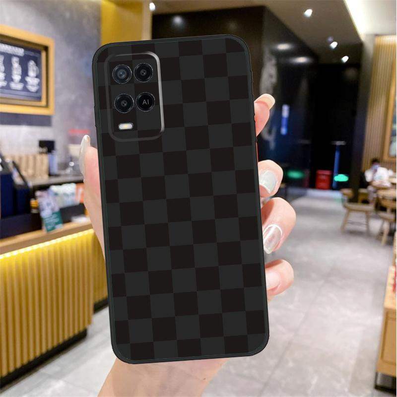 Checkerboard Checkered Board Case For Oppo A80 A40 A60 A18 A38 A58 A78 A98 A96 A76 A16 A94 A74 A54 A15 A17 A57 A77 A5 Pro