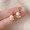 Cute Rabbit Ear Studs Sweet Ladies Pearl Earrings Exquisite Rabbit Earrings  Spring Summer