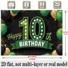 10th Birthday Banner, Golden Number Backdrop Wall Decor for Party