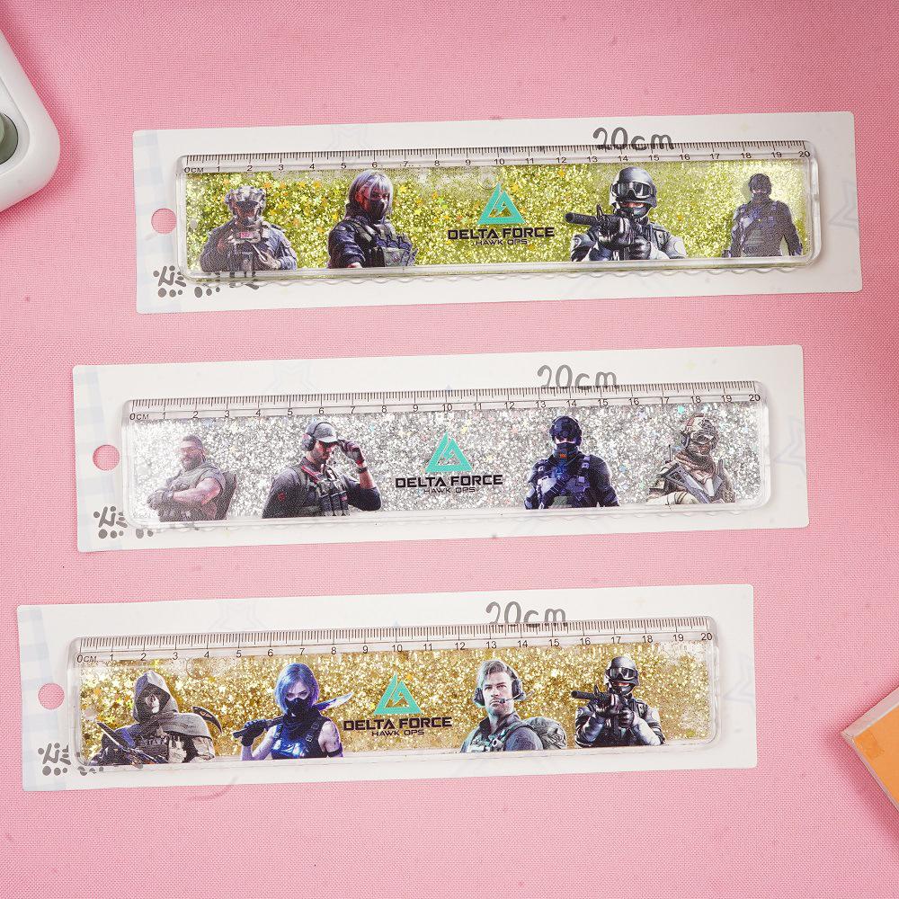 Delta Action Quick Sand Cartoon Ruler - Cute 20cm Straight Ruler for Kids and Students