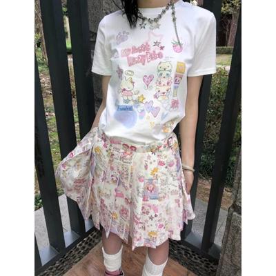 Y2k Harajuku Kawaii Футболки женские Японская мода Милая уличная одежда Мультяшный принт Свободные футболки Топы Мягкие летние для девушек