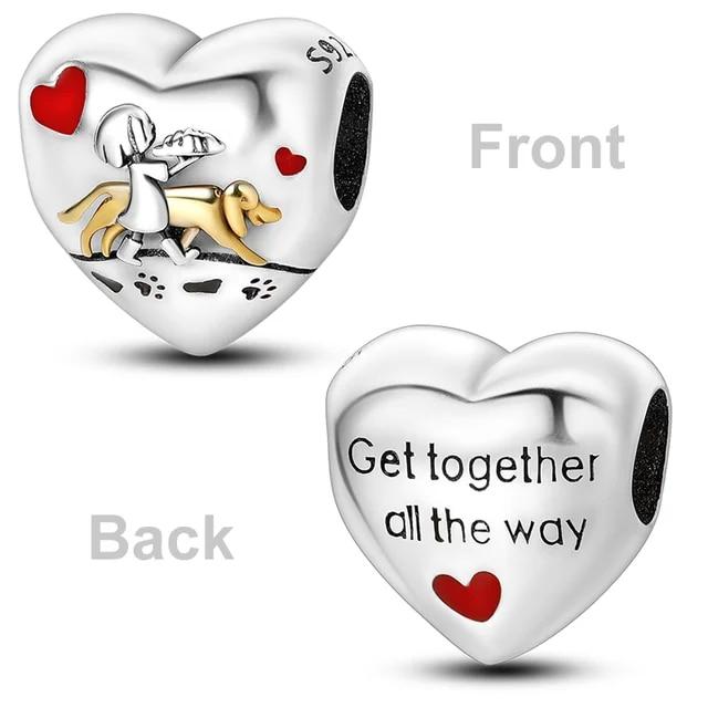 925 Sterling Silver Colorful Love Heart Shape Charm Beads Lover Girl Boy Dangle Fit Bracelet Necklace Jewelry Marking