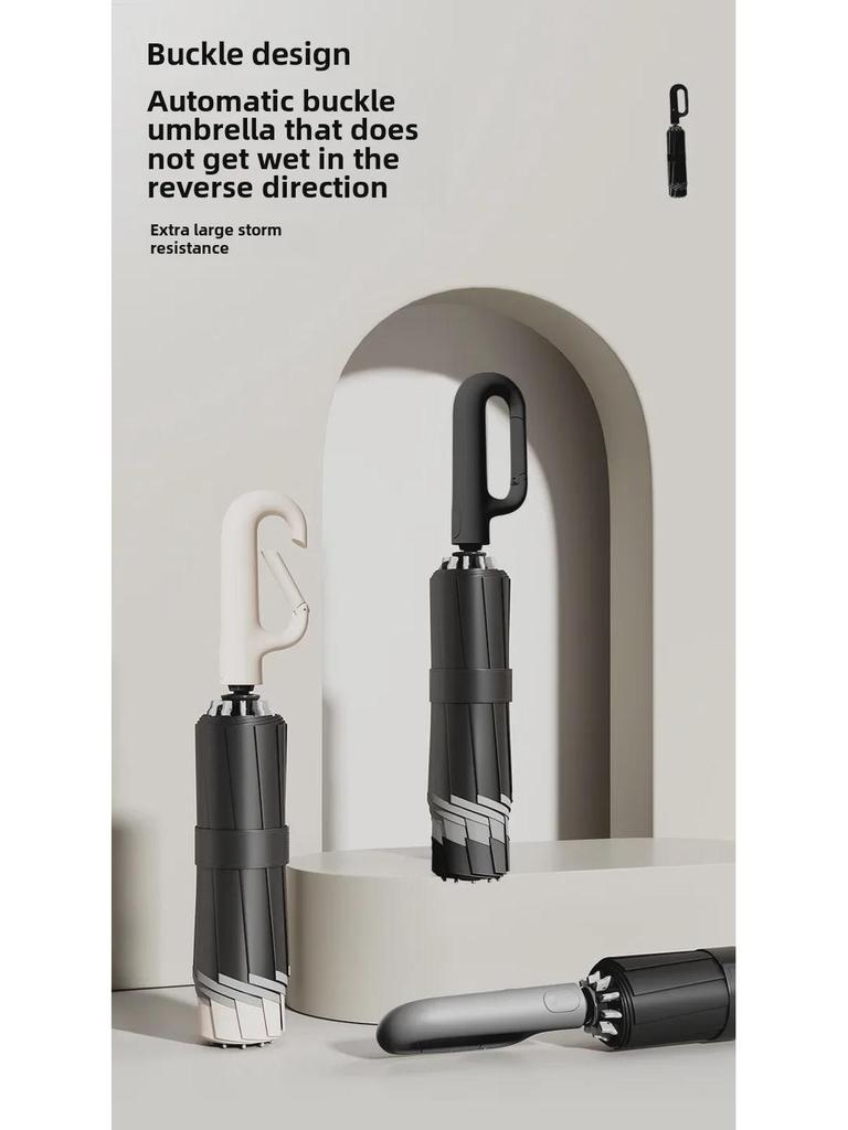 72-Bone Automatic Reverse Folding Umbrella - Oversized, Dual-use for Sun and Rain, Unisex