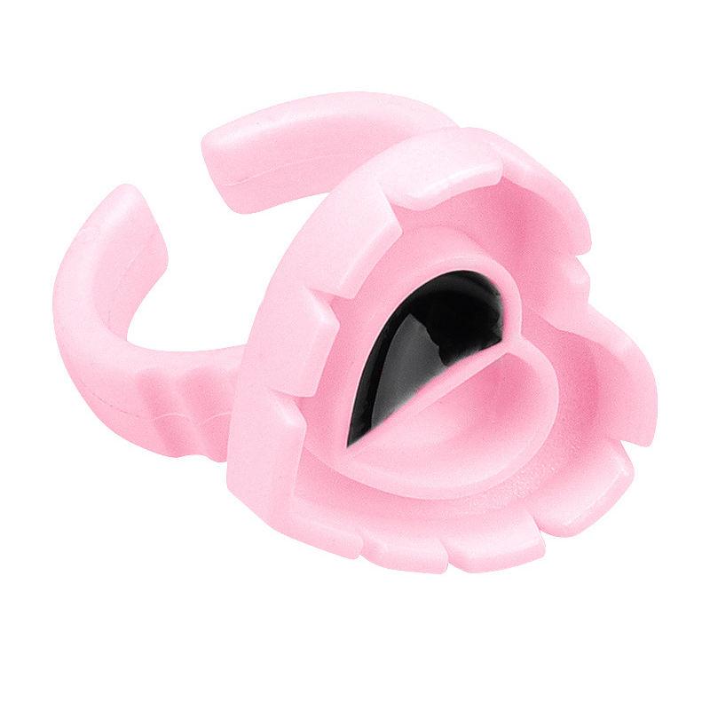 100Pcs Heart Shape Lash Glue Rings with Divided Cup, Flower Design Eyelash Extension Finger Ring Holder for Lash Artists