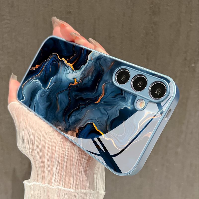 Синий мрамор с золотыми прожилками Модные чехлы для телефона Samsung Galaxy S26 S25 S24 S23 S22 S21 FE Ultra Plus Чехол для телефона Coque Fundas
