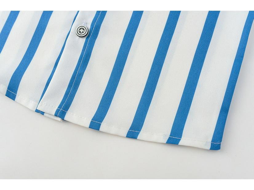 Полосатая рубашка с коротким рукавом и комбинезон для мальчиков - европейский и американский стиль