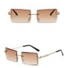 Rimless Sunglasses Womens Rectangle Shades Summer Fashion Trendy Uv400 Eyewear