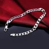 European and American Fashion Exquisite Copper-Plated Silver Jewelry Bracelet, 6/8MM Flat Side Design.