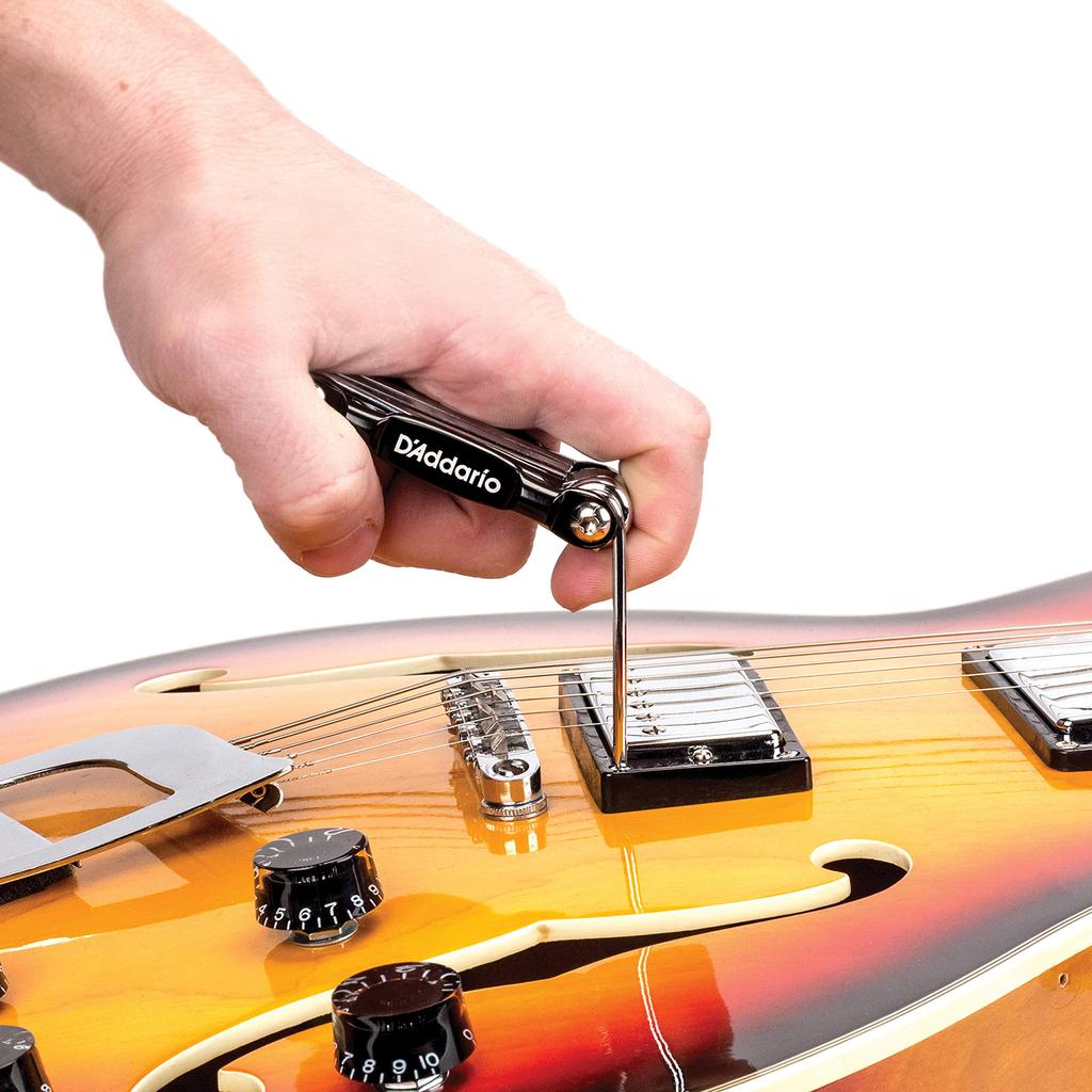 a setup tool for guitar and D'Addario Guitar/Bass Multi-Tool PW-GBMT-01, 10-in-1 bass.