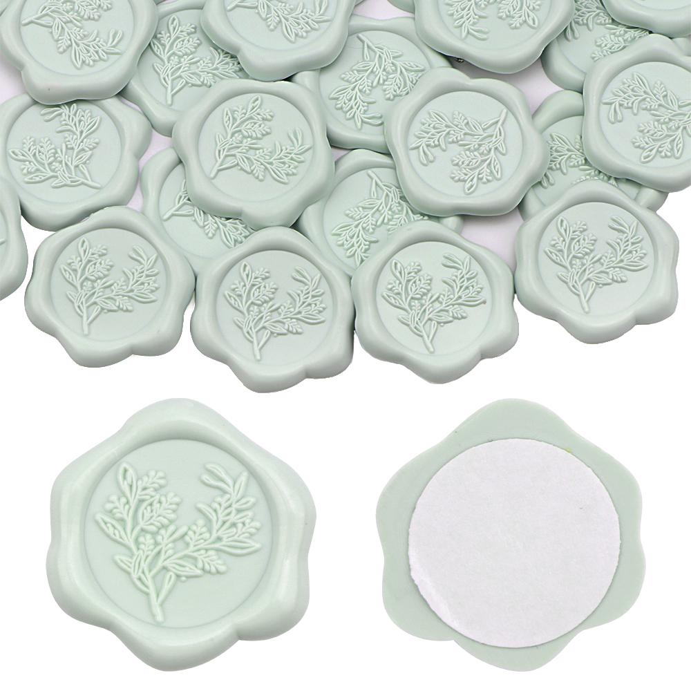 25pcs Mint Green Wax Seal Stamp Stickers - Eucalyptus Wedding Invitation Envelope Seal Stickers, Self- Adhesive Stickers Perfect