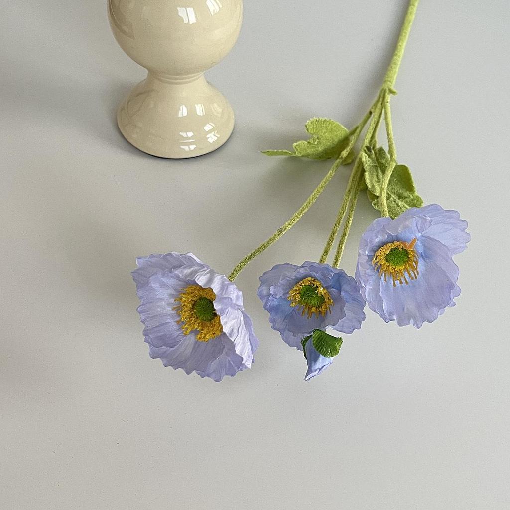 Silk Flocked Poppy Artificial Flowers for Wedding, Home Décor, and Photography Props