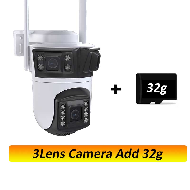 IP-камера PTZ с тремя объективами, уличная 6K HD, трехэкранная Wi-Fi камера безопасности с автоматическим отслеживанием, 4K, беспроводная камера видеонаблюдения с двумя объективами iCsee