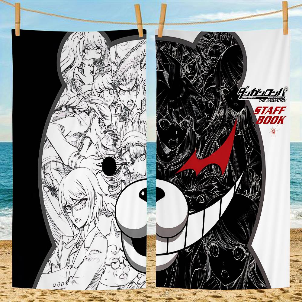 Классическое аниме D-Danganronpa Микрофибровое пляжное полотенце Впитывающее Быстросохнущее Мягкое Для йоги, плавания, отдыха, альпинизма