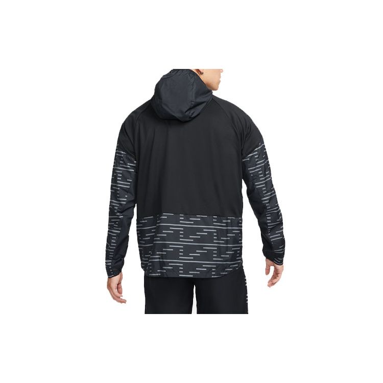 Nike Мужская худи с капюшоном для бега и тренировок, полосатая, с цветовыми блоками, черная DD6103-010