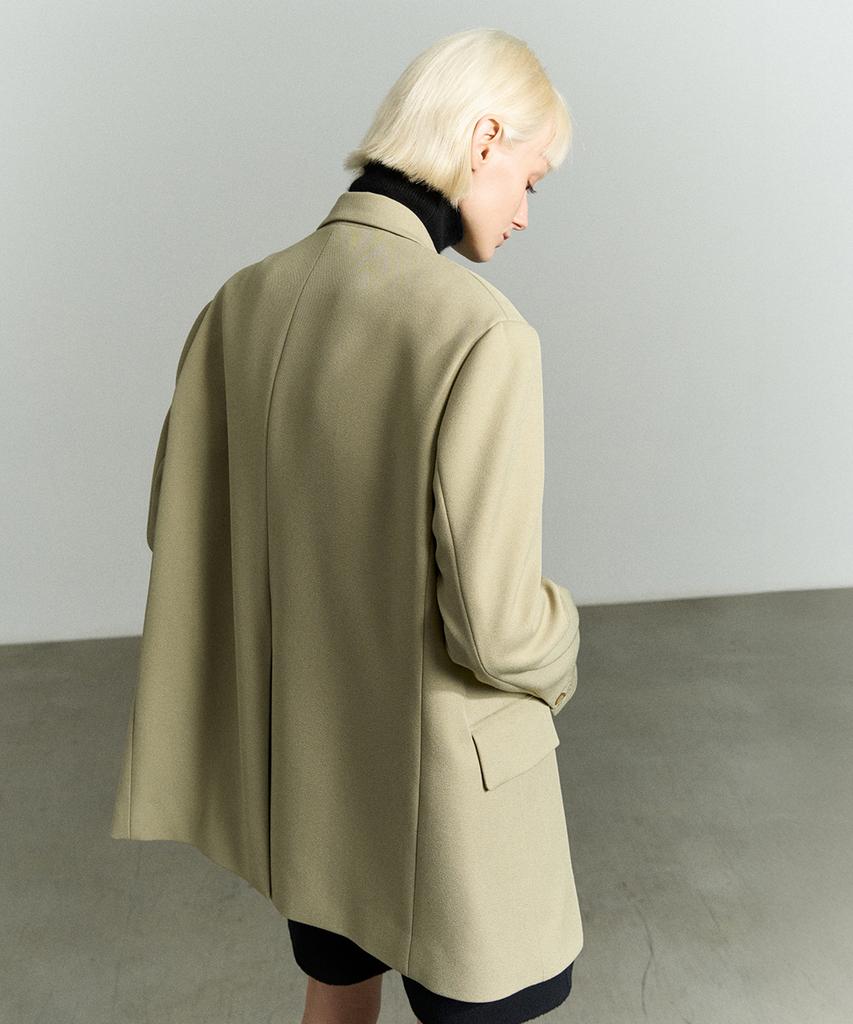 Re Rhee Single-Breasted Oversized Jacket Olive