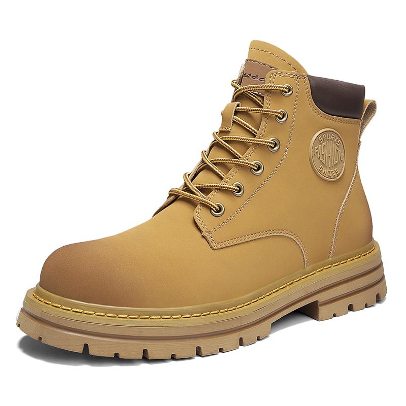 Модные мужские ботинки с высоким верхом Модные повседневные женские кожаные ботильоны на шнуровке Нескользящие походные ботинки для мужчин Мотоциклетные ботильоны Botas Hombre