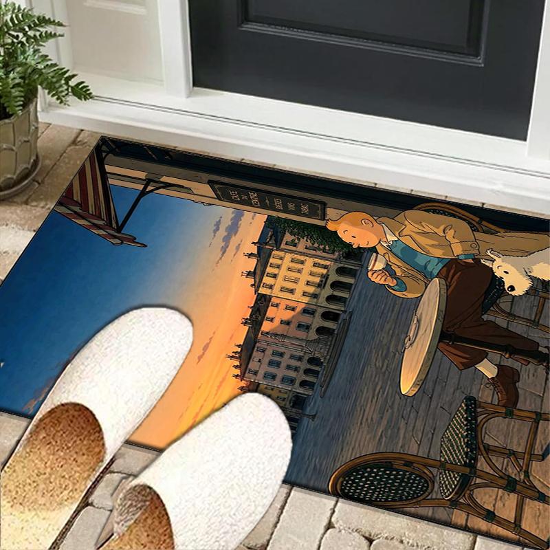 1PC The Adventures of Tintin Print rug suitable for office chair areas living rooms and computer desks perfect for home offices and an ideal holiday g