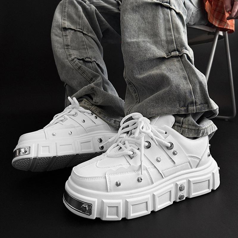 Мужские кроссовки в стиле панк 2025 Дизайнерская обувь на платформе для увеличения роста Высококачественная кожа Повседневная обувь для мужчин Обувь для скейтборда