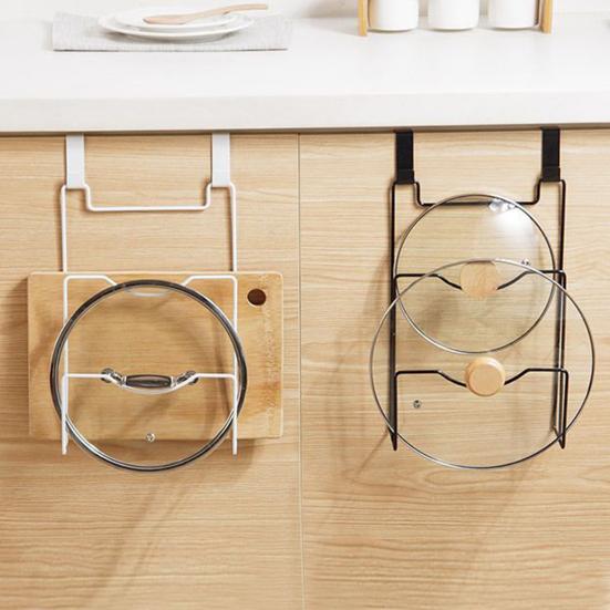 Pot Lid Rack Door Back Type Kitchen Organizer Wall Mounted Chopping Board Drain Rack Pan Cover Holder Eco-friendly Space-Saving