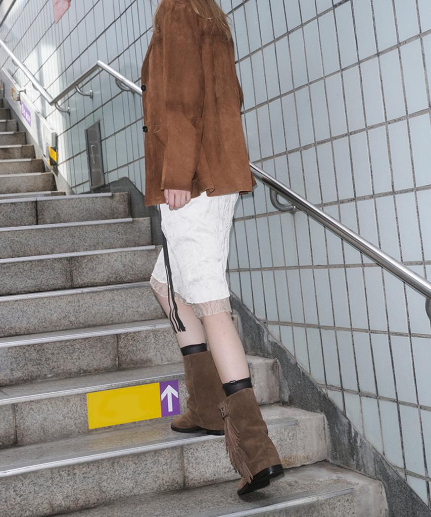 Khiho Freya Fringe Mid Boots Brown