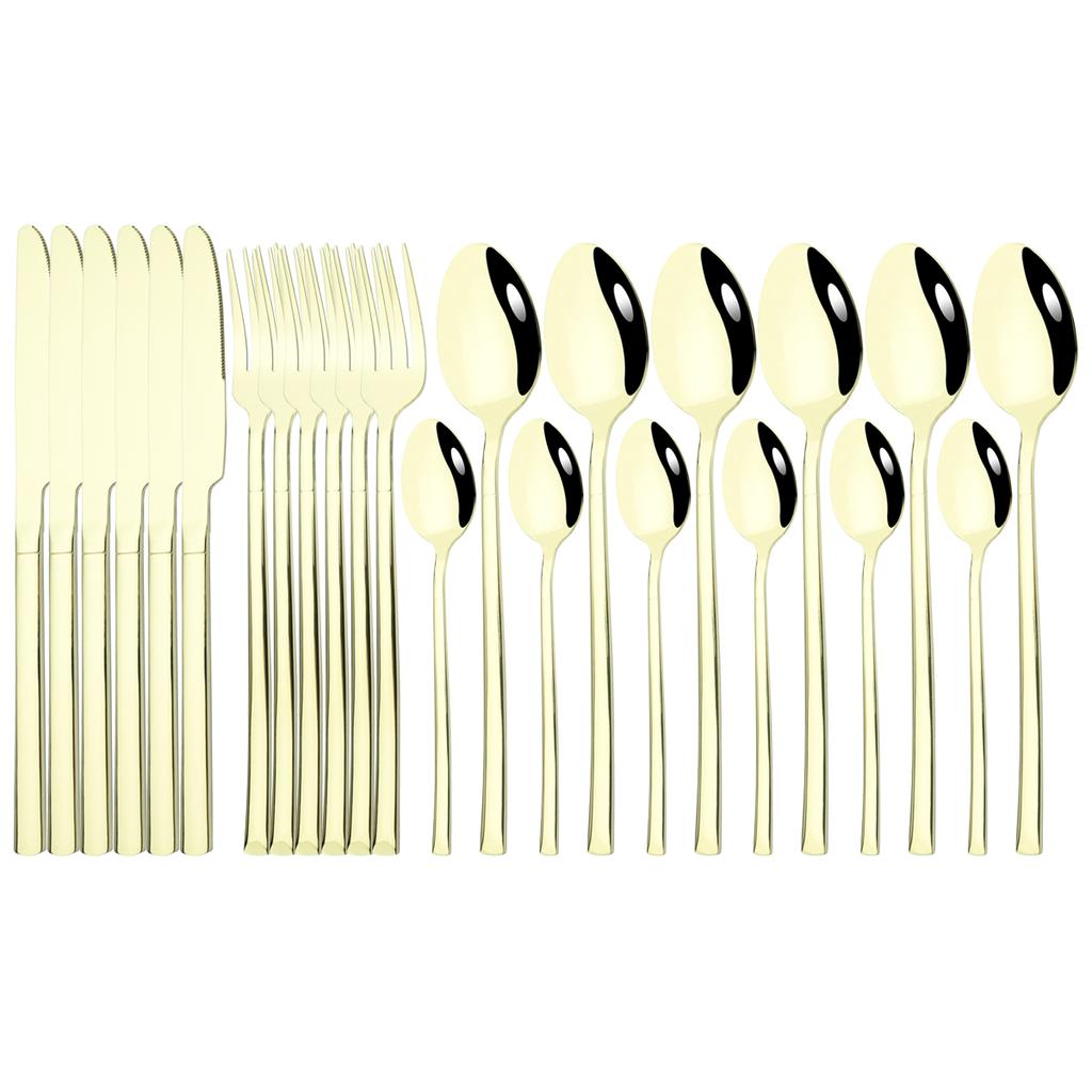 Набор столовых приборов из нержавеющей стали, 24 шт., ножи, вилка, ложка, ужин, посуда, вечерние кухонные столовые приборы, набор столового серебра