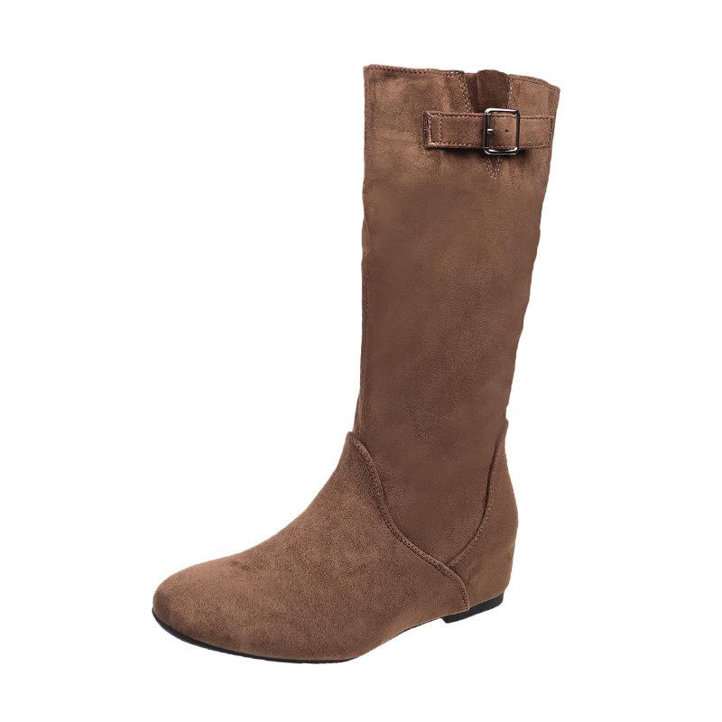 Autumn Pleated Pile Boots Women's Autumn and Winter Retro But Knee Boots Skinny Knight Boots Smoke Boots