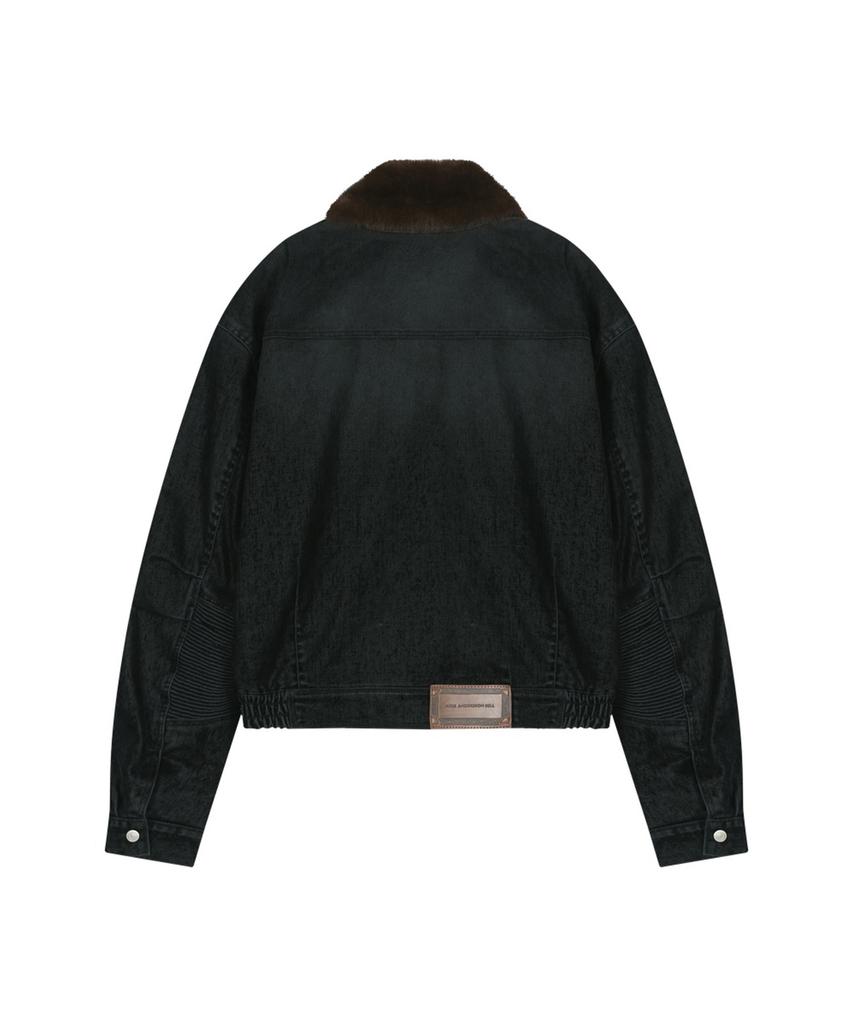 ADSB ANDERSSON BELL Unisex Padded Denim Bomber Jacket (Black)
