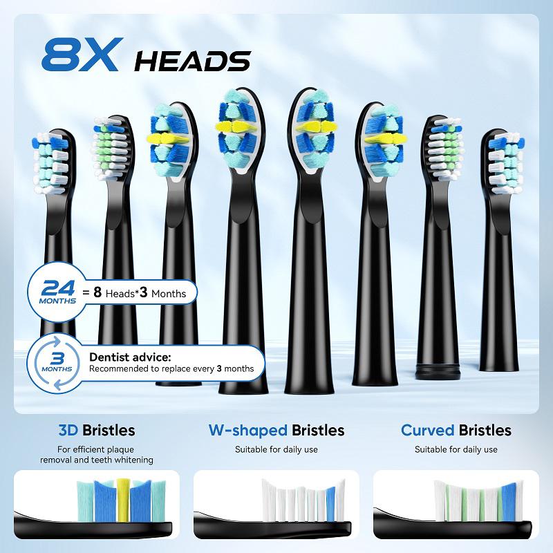 Электрическая зубная щетка 507N, 1 ручка + 8 насадок, интерфейс постоянного тока, зарядка через USB, 5 скоростей, таймер