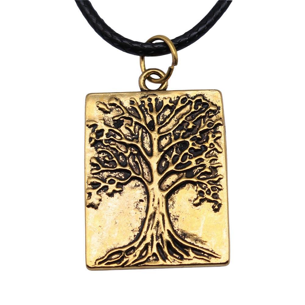 Антикварный кулон-ожерелье "Древо Жизни" Nature Boho Statement Jewelry 45см Кожаная цепочка