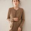 Women's Medium-Thick Cashmere Round Neck Single-Breasted Cardigan Sweater - Spring/Autumn