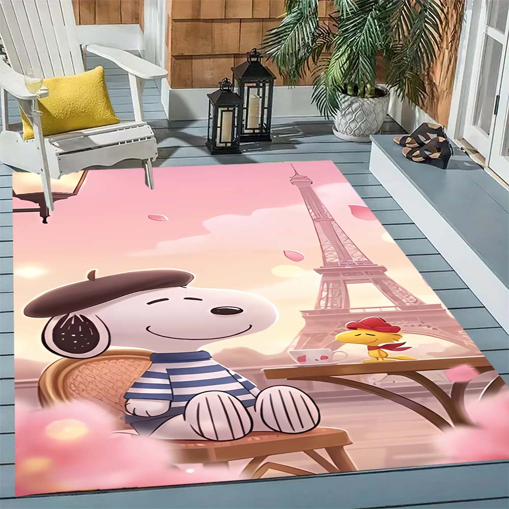 Snoopy cartoon print rug mat, non-slip and stain-resistant, perfect for home decor and a gift for friends and family.
