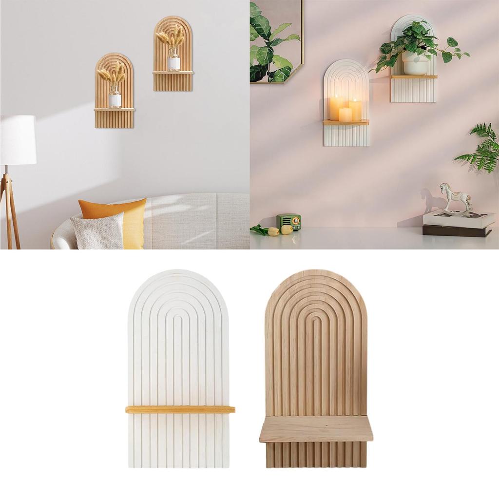 Candle Holder Boho Decor Wooden Rainbow Wall Shelves for Office Living Rooms