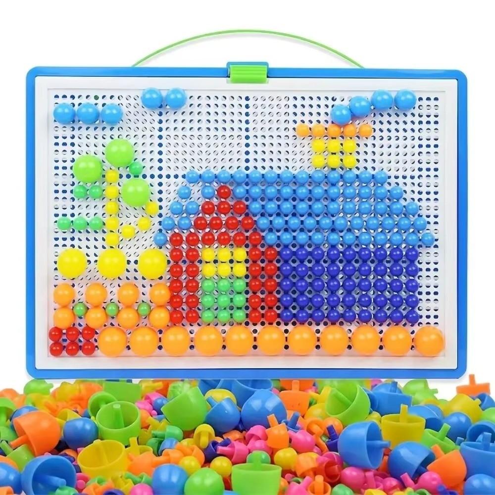 Colorful Mushroom Nail Puzzle DIY Pegboard Set Montessori Mushroom Nail Building Blocks Kids