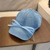 Корейская бейсболка с бантом, джинсовая женская кепка с козырьком, новая бейсболка с бантом, для улицы