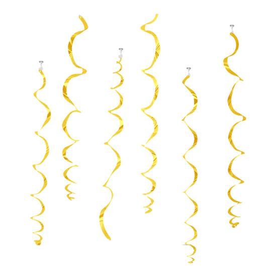 6 Pcs Colorful Ceiling Swirl Foil Decorations Plastic Hanging Spiral Streamers for Wedding Birthday Graduation New Year Party Decoration