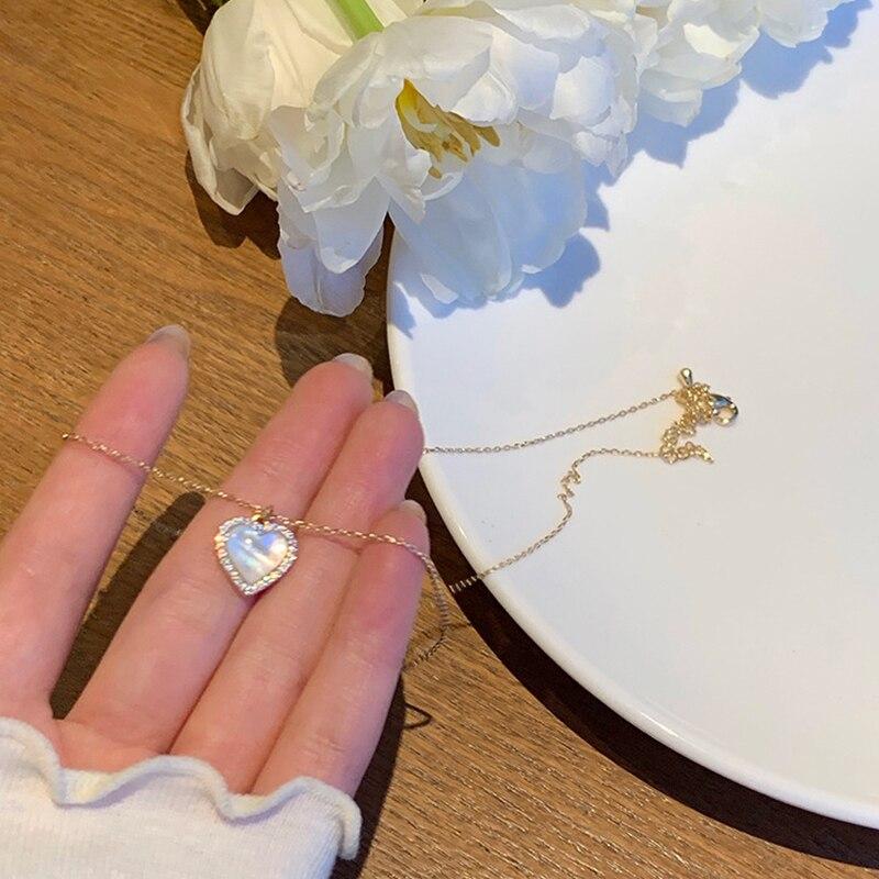 925 Sterling Silver Love Heart Shell Necklace For Women Mnimalist Clavicle Chain Choker Wedding Party Jewelry