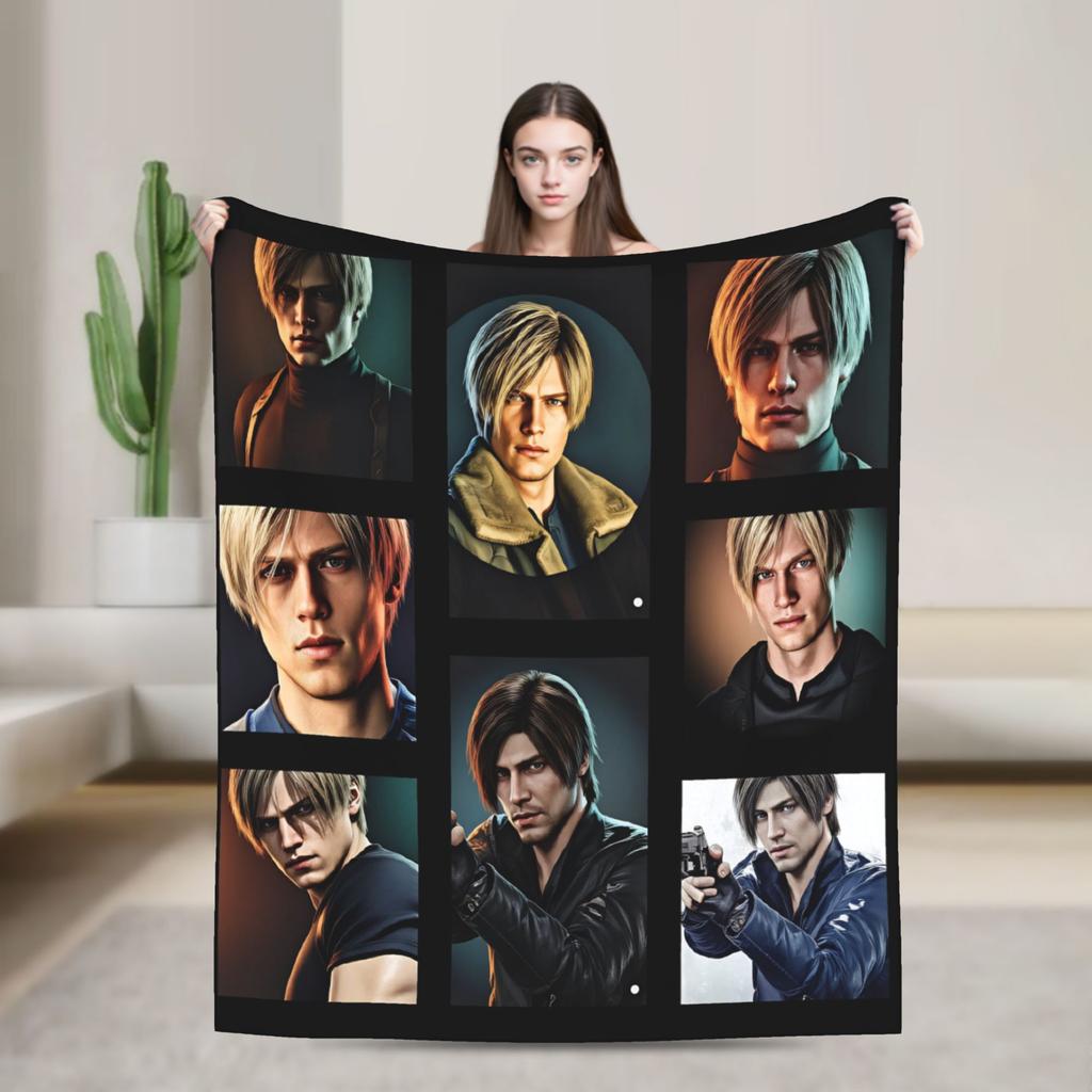 Leon Kennedy Throw Blanket Super Soft Funny Blanket For Couch Chair Travel Flannel Bedspread Bed Cover