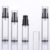 In Stock 5ml 10ml 12ml 15ml Black and Clear AS Mini Serum Sample Airless Lotion Bottle With Black Pump