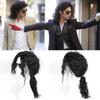 Synthetic Wigs for Men Black Long Curly Hair Wig with Bangs Michael Jackson Cosplay Wig Halloween Costume Daily Use Wig