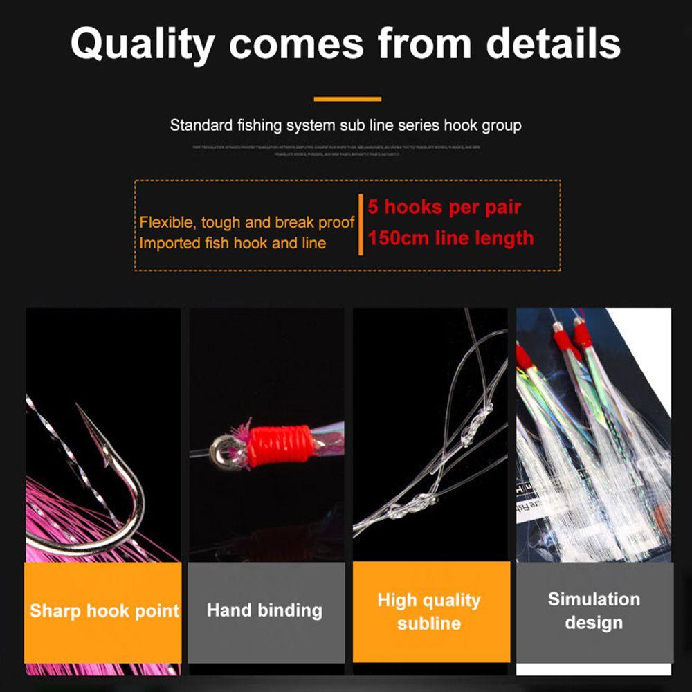 Crystal Barbed Bait Hooks Mackerel Feathers Mackerel Barbed Hook Bass Cod Lures Sea Fishing Rigs